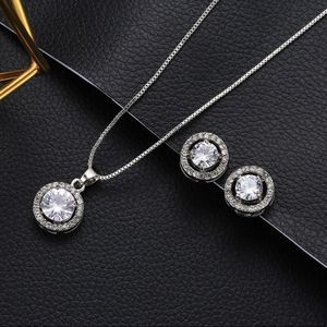 Halo Necklace and Stud Earring Set